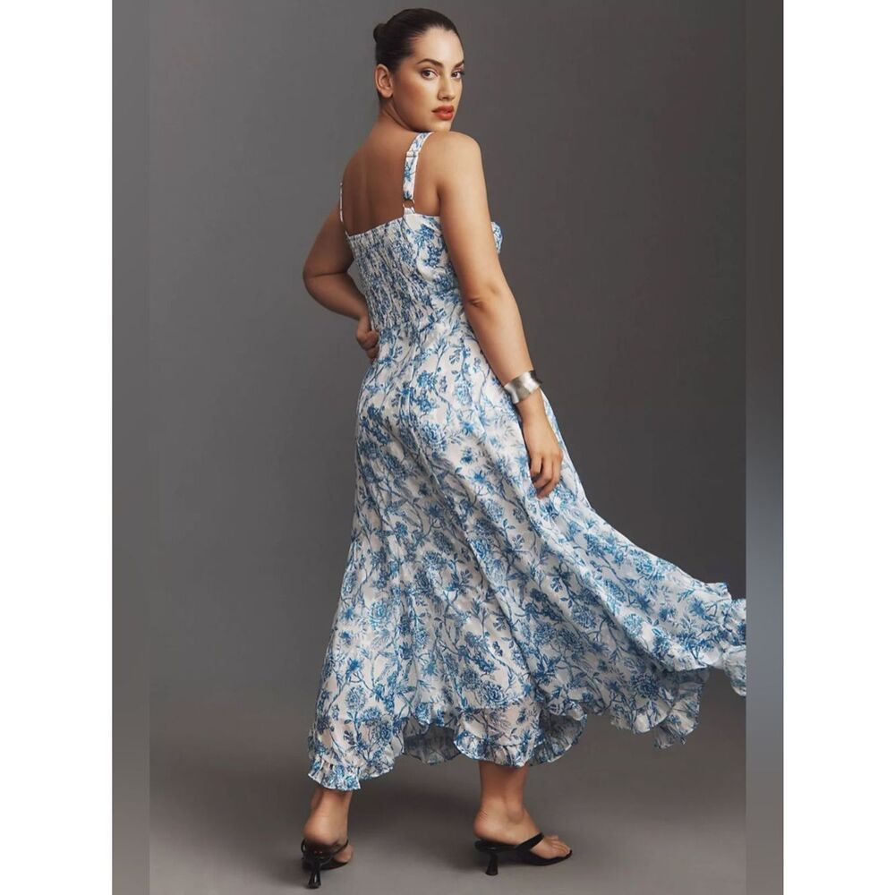 New Anthropologie Hutch Printed Twist-Front Ruffle-Hem Dress Size 3X